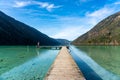 Lake Weissensee in Carinthia. Jetty at the east riverbank close to Stockenboi