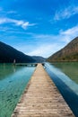 Lake Weissensee in Carinthia. Jetty at the east riverbank close to Stockenboi