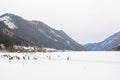 Lake Weissensee on a cold day in winter