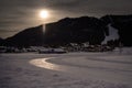 Lake Weissensee on a cold day in winter