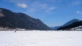 Lake Weissensee on a cold day in winter