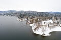 Lake Whatcom Blodel Donovan Park Aerial Winter Snow View - Bellingham Washington Royalty Free Stock Photo