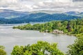 Lake Windermere with boathouses Royalty Free Stock Photo