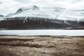 Lake in the winter. Fiord in Iceland Royalty Free Stock Photo
