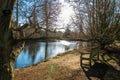 Lake in winter in Kew Gardens, London Royalty Free Stock Photo
