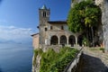 Lake - lago - Maggiore, Italy. Santa Caterina del Sasso monastery Royalty Free Stock Photo