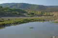 Lake in Xizi . Amazing landscape of lake with crystal clear green water and blue sky. Panoramic view of beautiful mountain Royalty Free Stock Photo