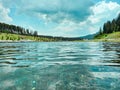 The Lake of Youth in Bukovel in summer Royalty Free Stock Photo