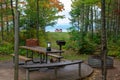 Lakefront campsite in autumn