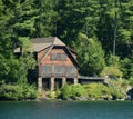 Lakefront log home Royalty Free Stock Photo