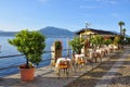 Italian lakefront promenade cafe, Lago Maggiore Royalty Free Stock Photo