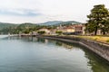 Lakefront of the tourist town Luino on the shore of Lake Maggiore, province of Varese, Italy Royalty Free Stock Photo