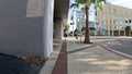 Downtown Lakeland Florida sidewalk close to building 4 way intersection Royalty Free Stock Photo