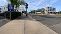 Downtown Lakeland Florida city sidewalk and buildings Royalty Free Stock Photo