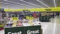 Harveys grocery store interior pan from front of store