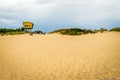 Lakes entrance beach and lifeguard rescue post Royalty Free Stock Photo