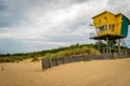 Lakes entrance beach and lifeguard rescue station Royalty Free Stock Photo