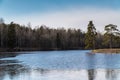 Lakes are freed from ice and flooded areas in early spring in the parks of St. Petersburg