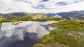 Lakes of fresh water and Norwegian fjord Lysefjord