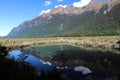 The Mirror Lakes reflecting the Earl Mountains, South Island, New Zealand Royalty Free Stock Photo