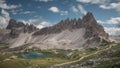 Lakes Lago dei Piani with Paternkofel mountains in the Dolomite Alps in South Tyrol during summer