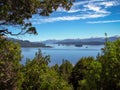 Lakes, mountains, islands in the water, trees, beautiful nature in Bariloche, Argentina