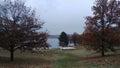 Lakescape view in a cloudy autumn day