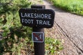 Lakeshore Foot Trail sign in Grand Teton National Park near Colter Bay and Jackson Lake Royalty Free Stock Photo