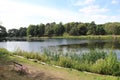 Lakeside with bench at Nostell House and Gardens near wakefield Yorkshire England UK