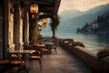 Lakeside cafe, restaurant or hotel Royalty Free Stock Photo