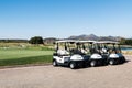 Row of Golf Carts at Barona Creek Golf Club in Lakeside, California Royalty Free Stock Photo