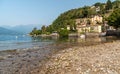 Lakeside of Colmegna with historic charming villa on lake Maggiore, municipality of Luino, Italy