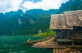 Lakeside cottages and mountains Royalty Free Stock Photo