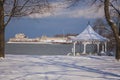 Lakeside Gazebo covered in snow at Niagara on the Lake, ON, Canada