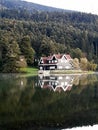 Lakeside house in the lake