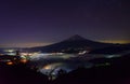 Lakeside of Kawaguchi and Mt.Fuji at dawn