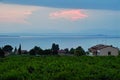 Lakeside living summer scenery in Italy at blue hour