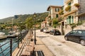 Lakeside promenade in ancient village Pella on the shore of Lake Orta, province of Novara, Italy Royalty Free Stock Photo