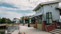 Lakeside promenade featuring a Cantina at Center Lake Park in the city of Oviedo, Florida