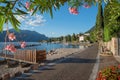 Lakeside promenade malcesine along garda lake shore Royalty Free Stock Photo