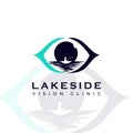 Lakeside vision clinic logo, scene lake on the eye vector