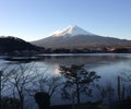 Lakeview of Mount Fuji with snow on top