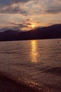 Lakeview at sunset from walkway at Malcesine, Lake Garda, Italy
