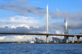 Lakhta center. The skyscraper is covered with floating clouds. Saint-Petersburg. Russia. September 8, 2020