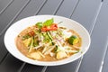 Laksa Johor, popular Malay noodle with ulam and sambal belacan Royalty Free Stock Photo