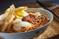 Laksa Spicy Noodle On Bamboo Basket