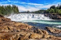 Laksforsen is a waterfall of 17 meters. Norway. Royalty Free Stock Photo