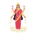 Lakshmi goddess of Hinduism, India. Divine Laxmi, Indian female Hindu character of wealth, gold. Ancient mythology woman