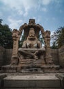 Lakshmi Narasimha Temple or Statue of Ugra Narsimha, Hampi karnakata india with cloudy sky Royalty Free Stock Photo