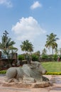 Monolith nandi statue portrait in Lakundi, Karnataka, India